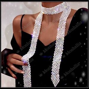 New Long white diamond CZ sapphire wrap around crystal versatile scarf belt
